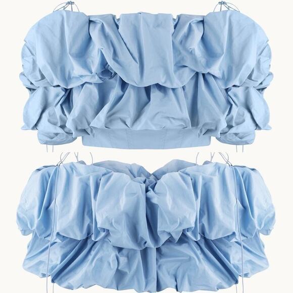Anna October Light Blue Ruffled Crop Top - Picture 14 of 15